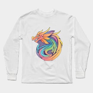 Dragon Pastel shades Shadow Silhouette Anime Style Collection No. 445 Long Sleeve T-Shirt